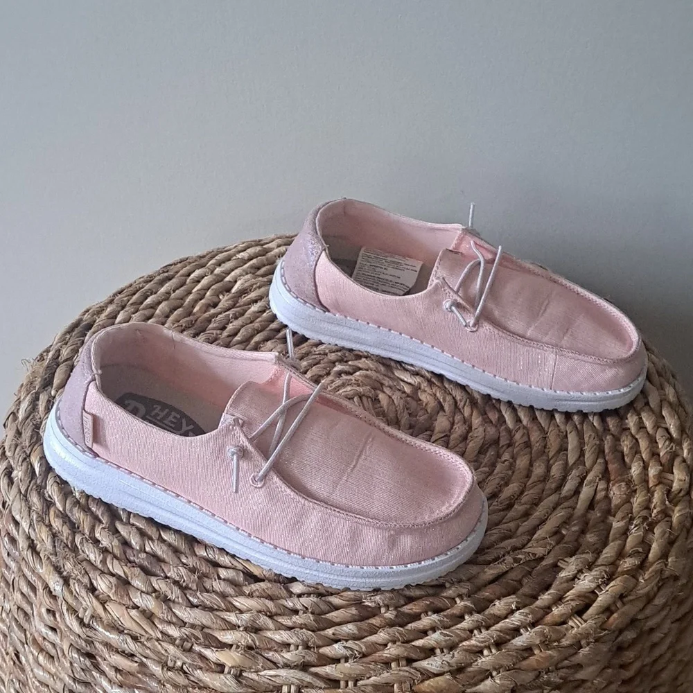 Hey Dude Youth Girls Wendy Rose Crystal Glitter‎ Loafer Sneakers Girl3/Women4